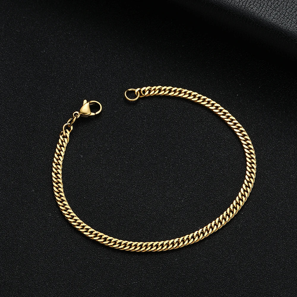 Stainless Steel Golden Black Chain Bracelet