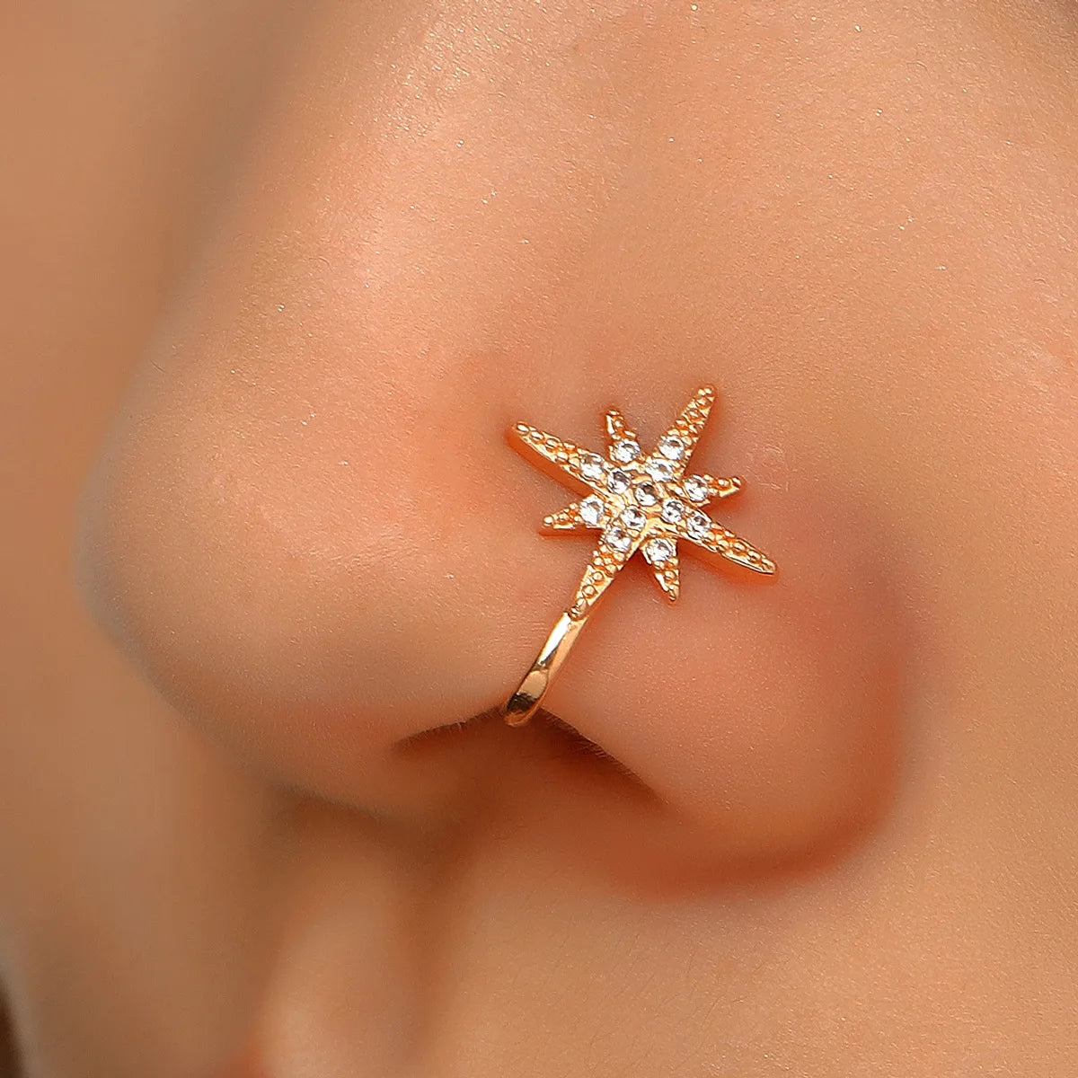 Fashion Nose Ring Charm Crystal Butterfly Pentagram Nose Ring Women Fake Piercing Clip on Nose Ear Rings Body Jewelry