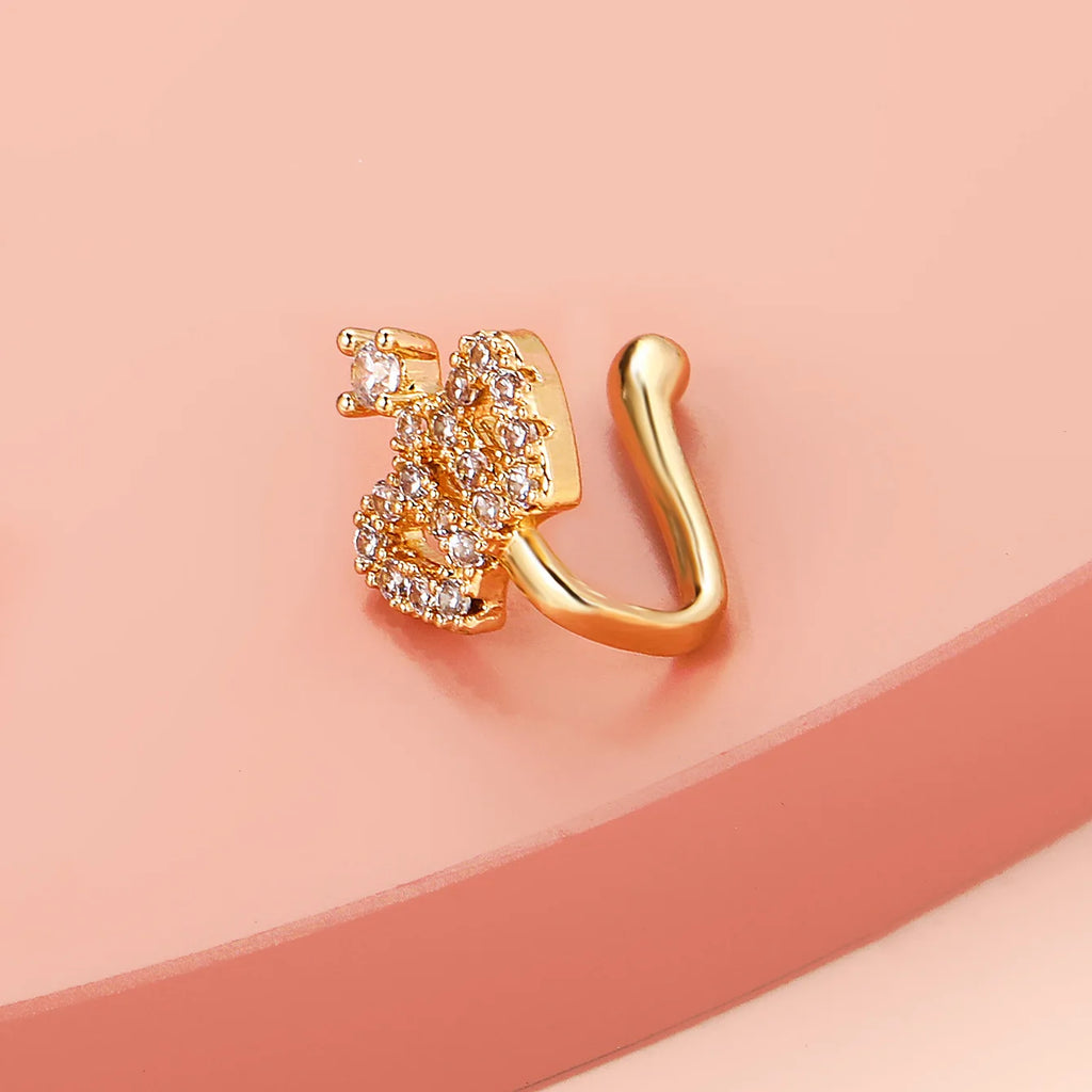 Fashion Nose Ring Charm Crystal Butterfly Pentagram Nose Ring Women Fake Piercing Clip on Nose Ear Rings Body Jewelry