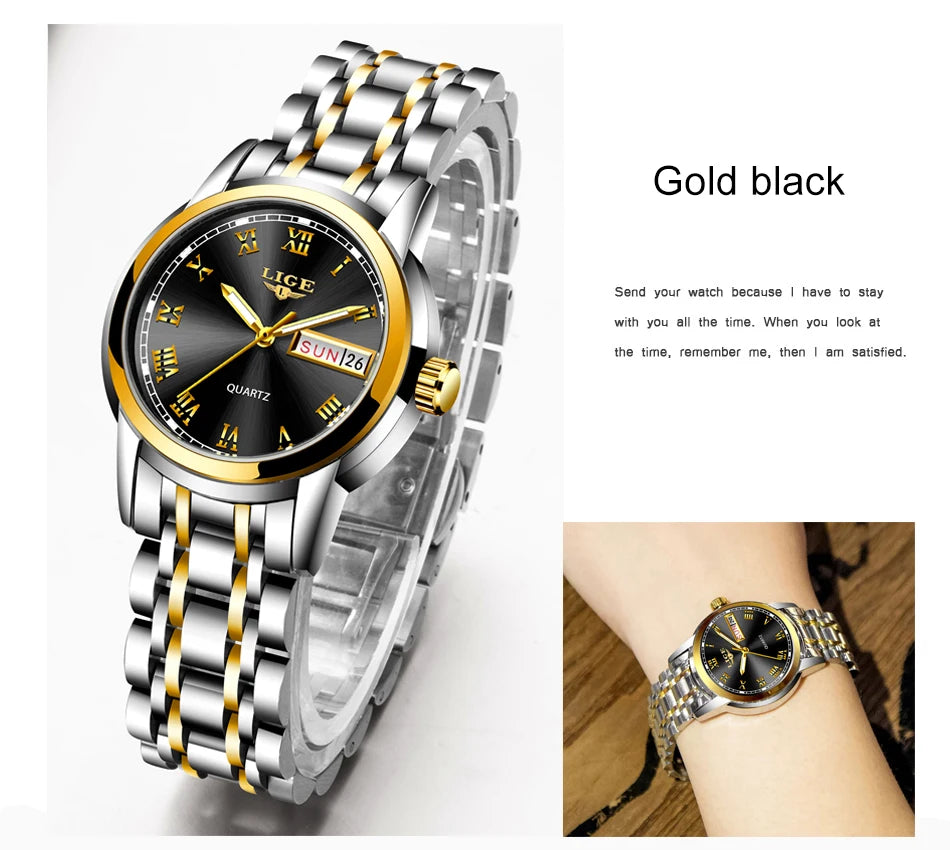 LIGE Gold Watch Women