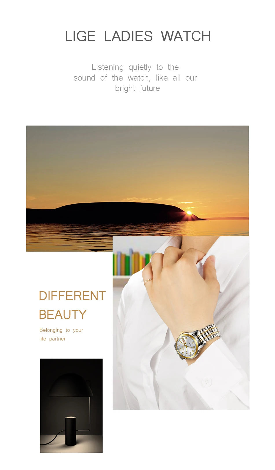 LIGE Gold Watch Women