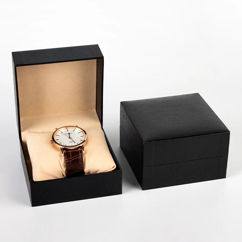 Luxury Black Single Watch Gift Box with Pillow Wristwatch Bracelet Display Case Watch Organizer Display Bracelet Packaging Box