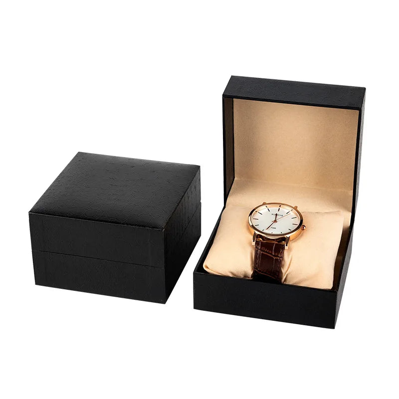 Luxury Black Single Watch Gift Box with Pillow Wristwatch Bracelet Display Case Watch Organizer Display Bracelet Packaging Box