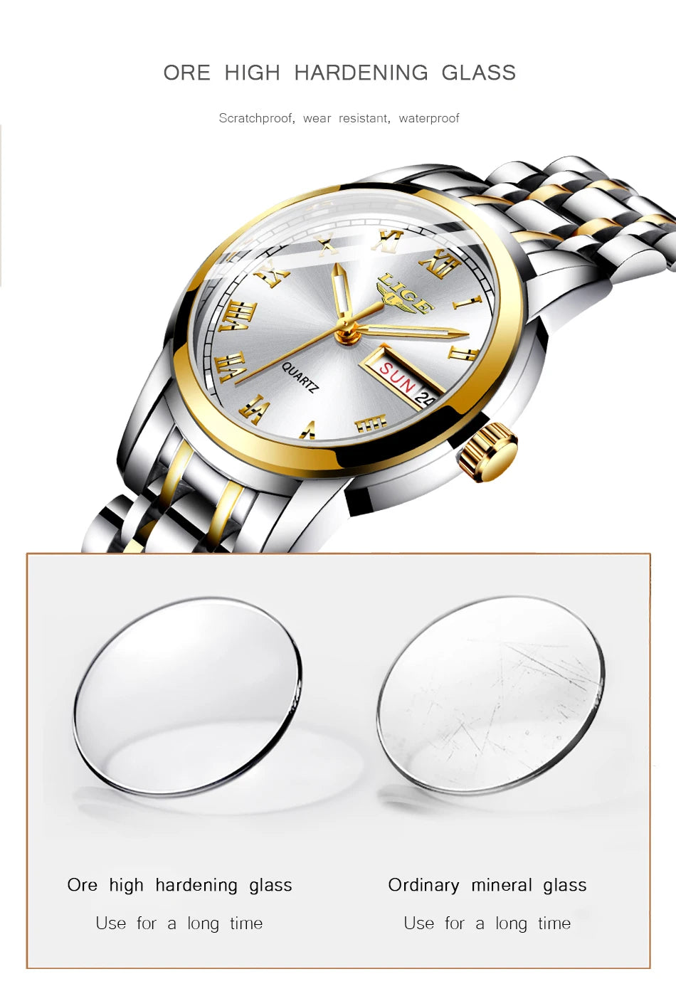 LIGE Gold Watch Women