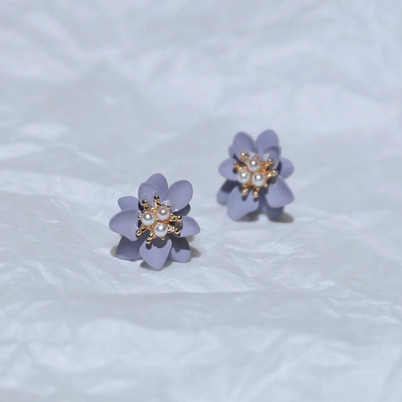 EAR CLIPS Temperament Pearl Flower Peach Heart Shaped Earrings