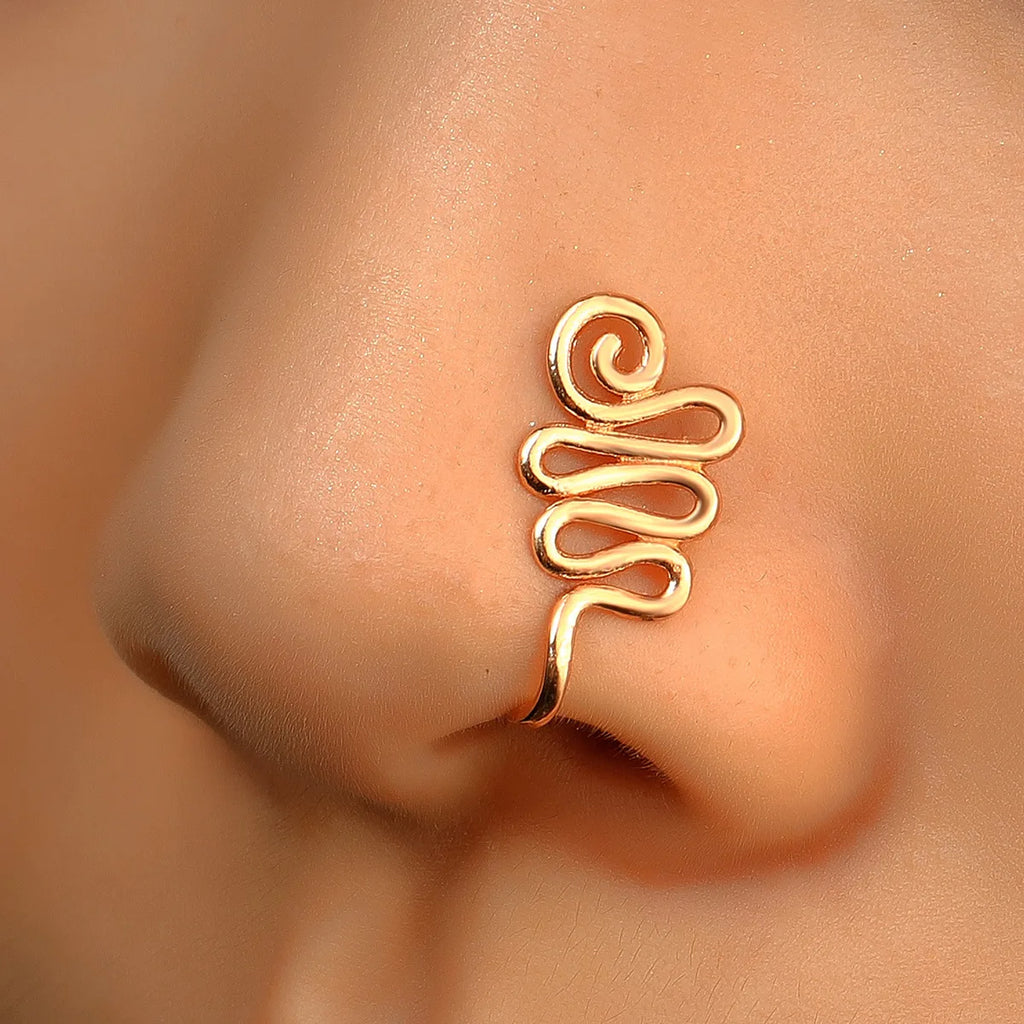 Fashion Nose Ring Charm Crystal Butterfly Pentagram Nose Ring Women Fake Piercing Clip on Nose Ear Rings Body Jewelry