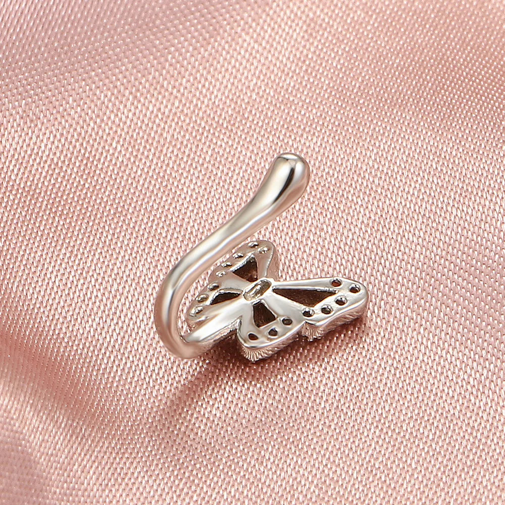 1Pcs Crystal Butterfly Fake Nose Ring Non Piercing Clip On Nose Ring Indian Style Nose Cuff Fake Piercing Septum Nariz Jewelry