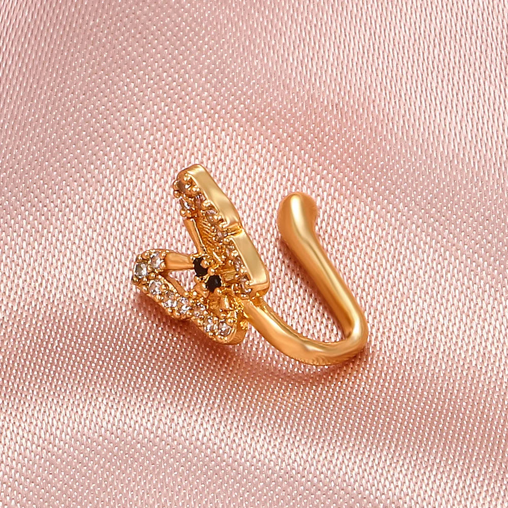 1Pcs Crystal Butterfly Fake Nose Ring Non Piercing Clip On Nose Ring Indian Style Nose Cuff Fake Piercing Septum Nariz Jewelry