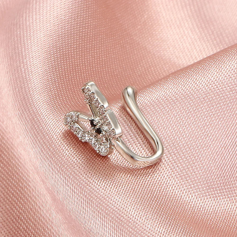 1Pcs Crystal Butterfly Fake Nose Ring Non Piercing Clip On Nose Ring Indian Style Nose Cuff Fake Piercing Septum Nariz Jewelry
