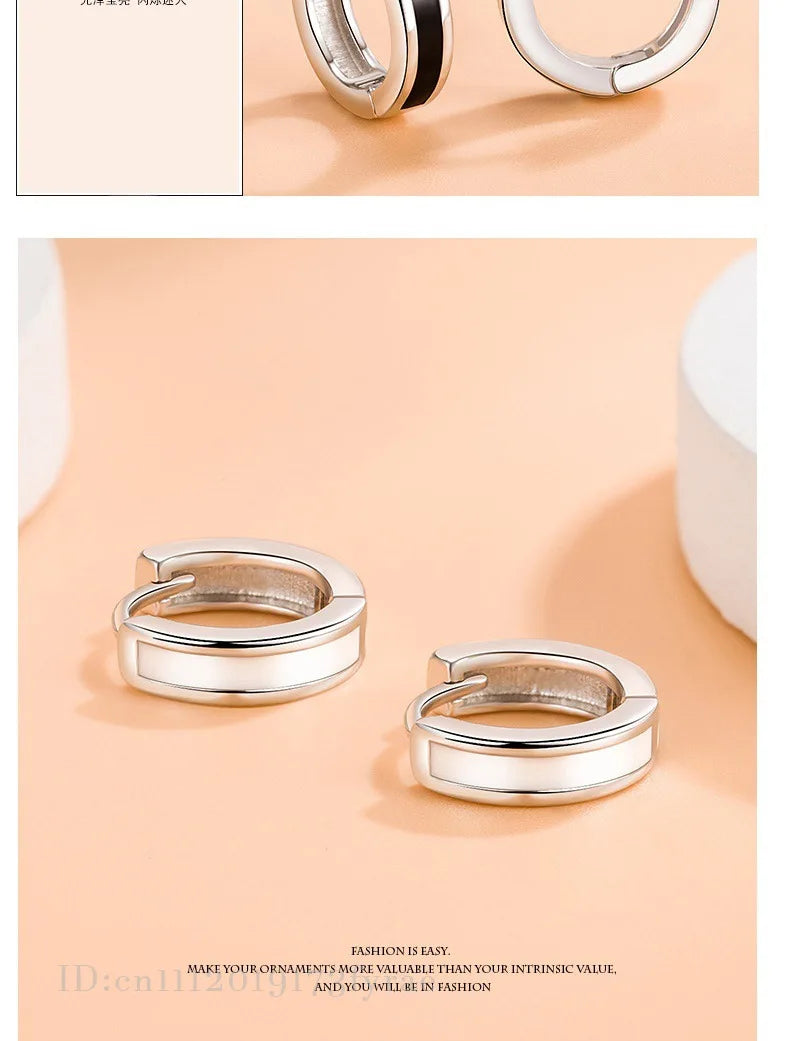 Elegant 925 Sterling Silver Simple Round Earrings Fashion Women Wedding Party Jewelry