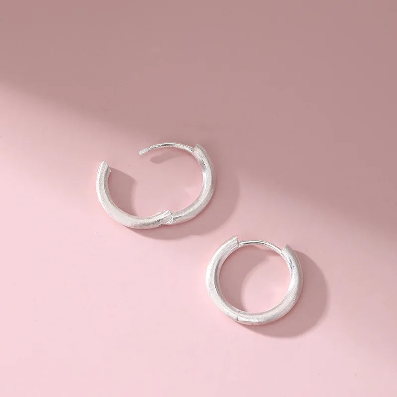 925 Silver Round Geometric Brushed Earrings 2026 New Style Fashionable Elegant Simple High End Ear Jewelry for Women
