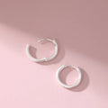 Silver Round Geometric Brushed Earrings
