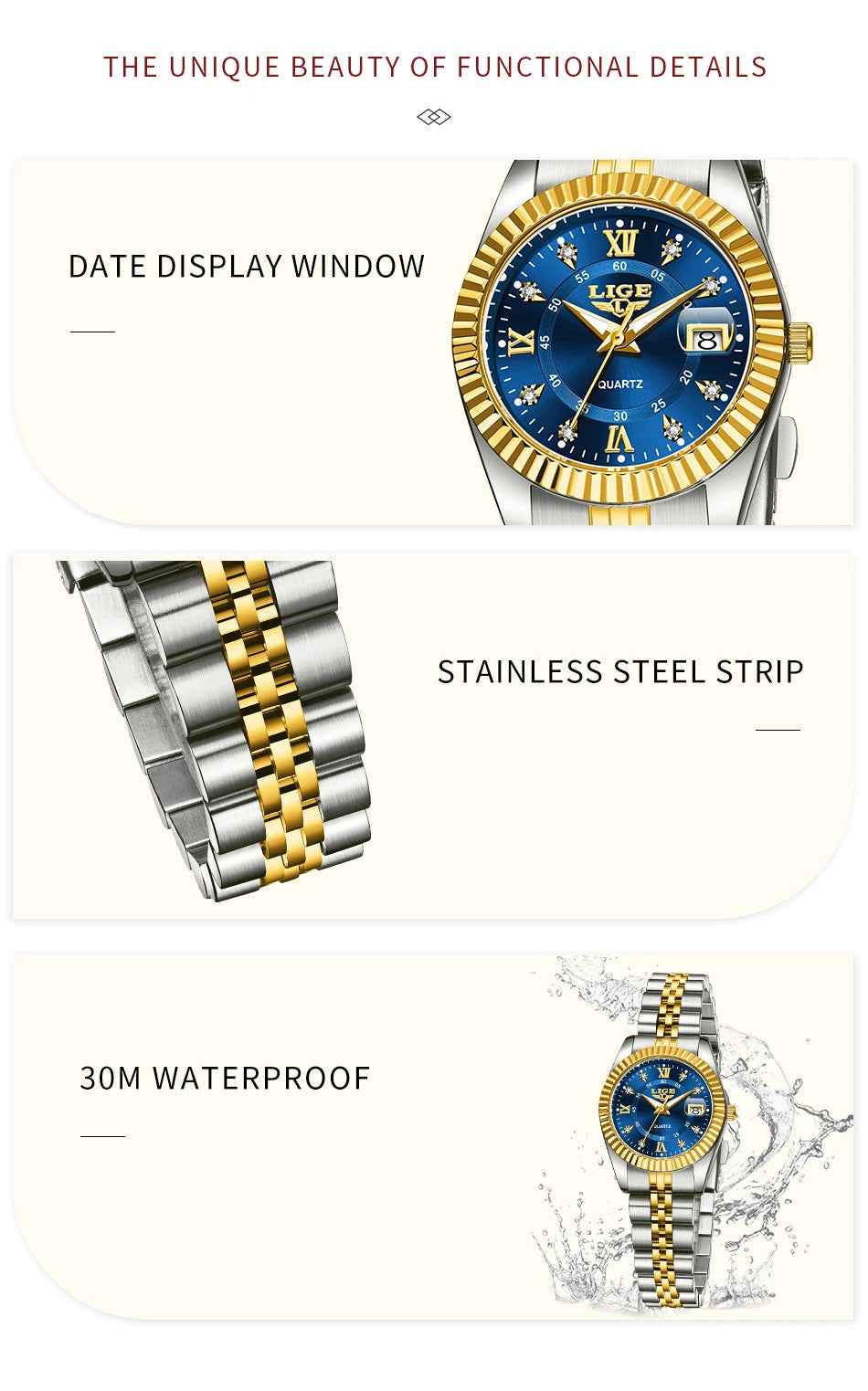 LIGE Luxury Watch For Women