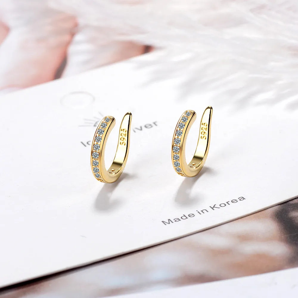 Real 925 Sterling Silver Simple Earcuff Tasteful Zircon Clip On Earrings For Women Small Ear Cuff Jewelry Girls pendientes mujer