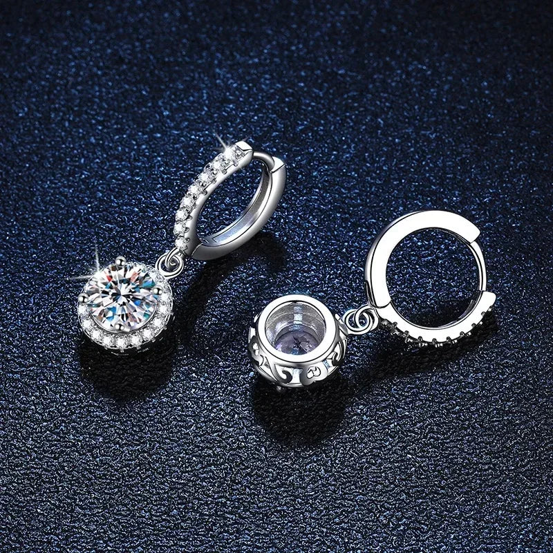 Sterling Silver 1 Carat Moissanite Round Earrings for Women