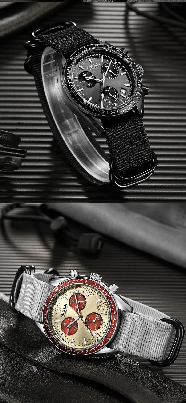 MEGIR Men's Weaving Strap Watch