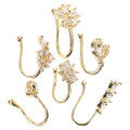 6Pcs Nose Jewelry Clip Non Piercing Adjustable Clip on Nose Cuff for Men Women Star Moon Flower Shapes Faux Ring