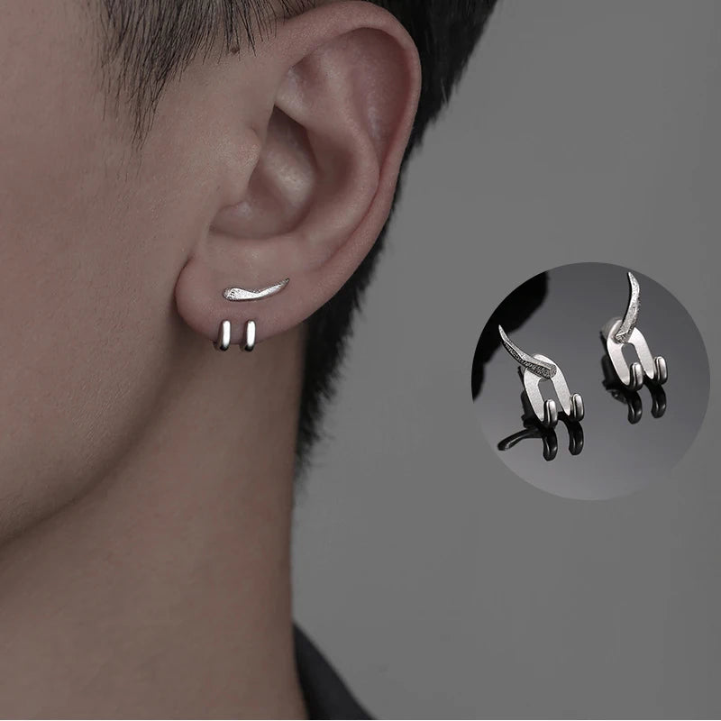 Ear studs for men with personality, trendy men's earrings, simple and minimalist, versatile and cool hip-hop new trend
