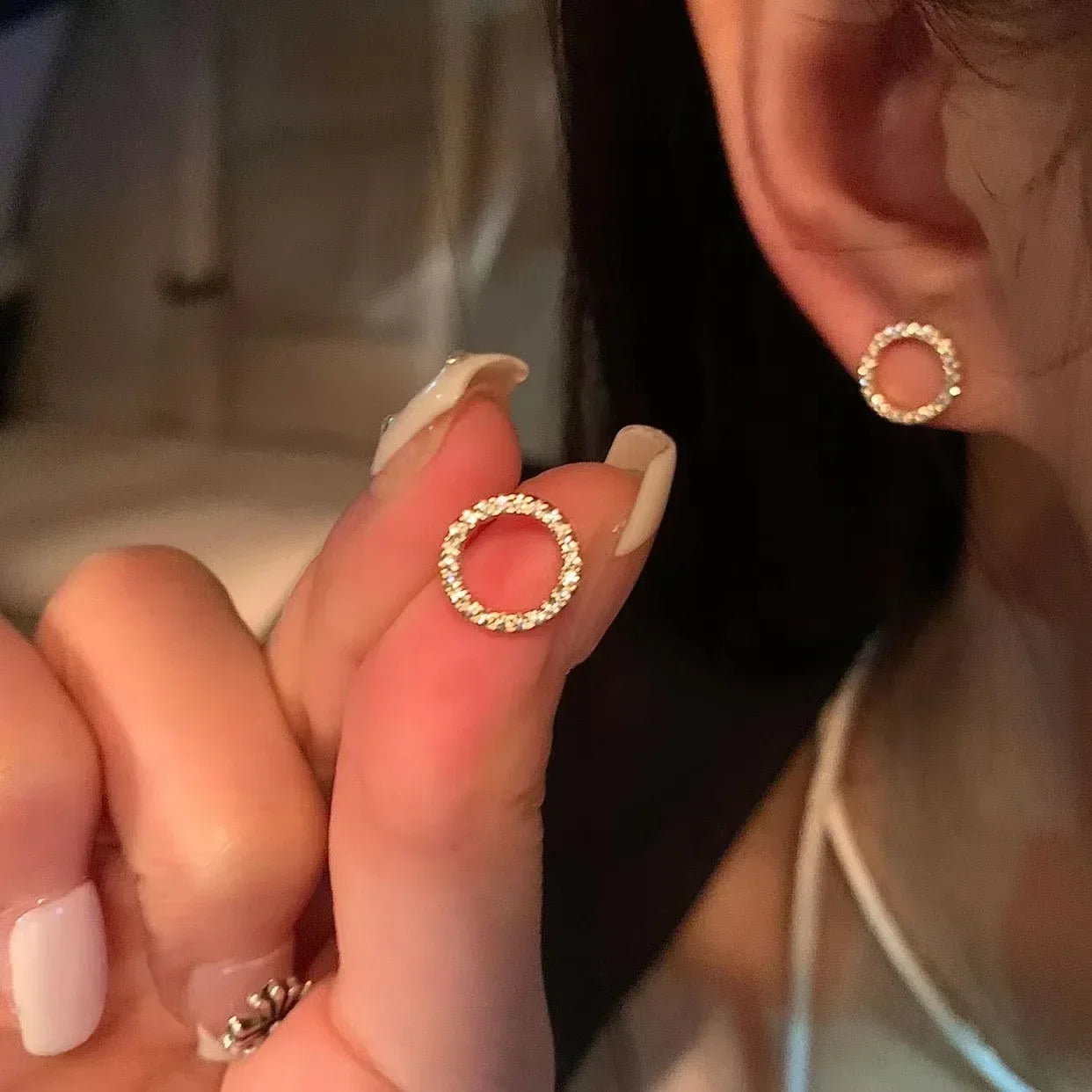 Delicate Small Circle Stud Earrings for Women