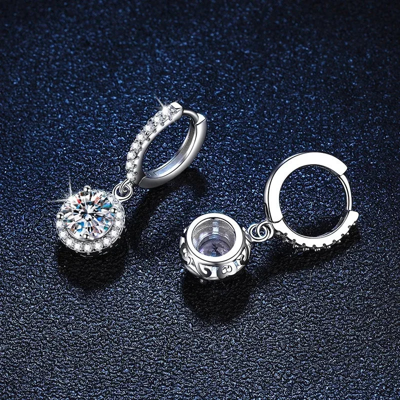 Sterling Silver 1 Carat Moissanite Round Earrings for Women