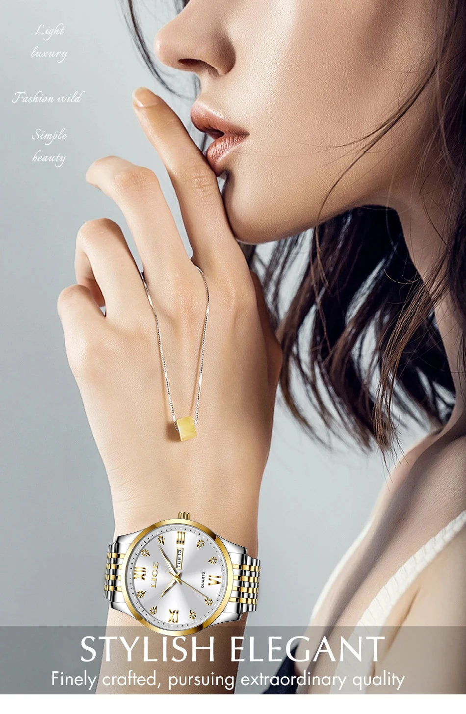 LIGE New Ladies Waterproof Watches Fashion Business Diamond Bracelet Watch For Women Simple Casual Luminous Quartz Chronograph