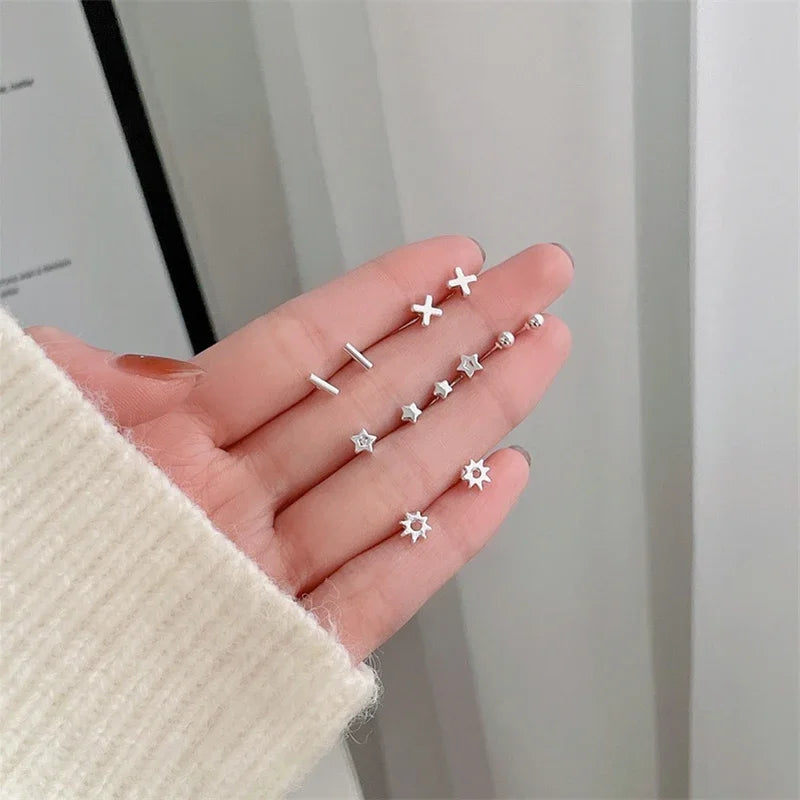 6 Pair Of Mini Minimalist Earrings With A Sense Of Design Gentle And Delicate Jewelry Earrings For Ear Decoration