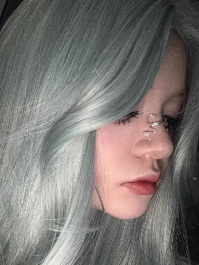Punk Non Piercing Nose Clip Retro Fashion Faux Pearl Nose Ring Fake Face Ring Nose Nail Hip Hop Body Jewelry Gifts for Women Men