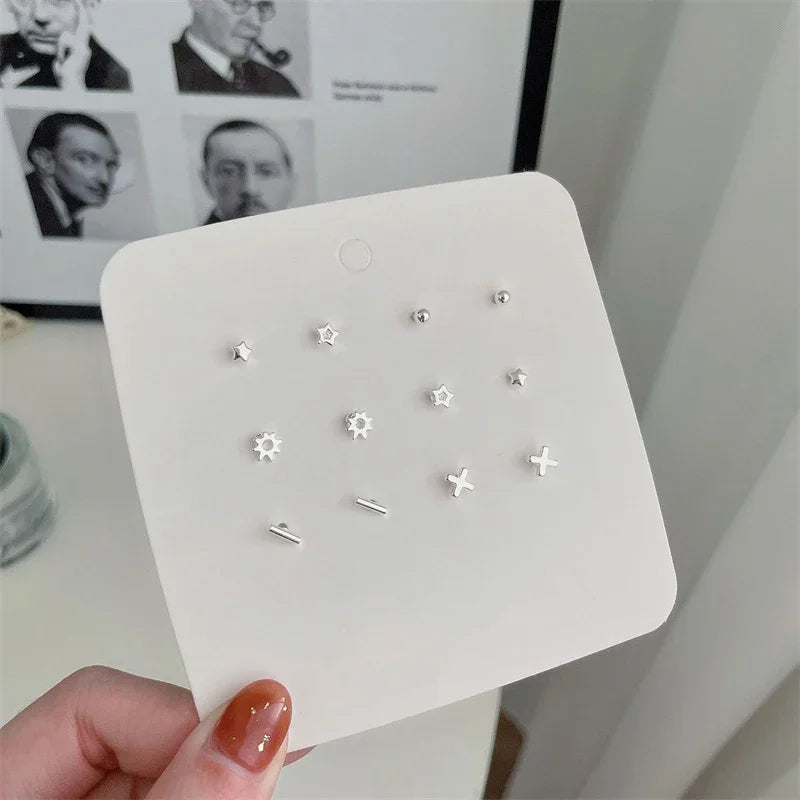 6 Pair Of Mini Minimalist Earrings With A Sense Of Design Gentle And Delicate Jewelry Earrings For Ear Decoration