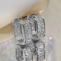 Luxury Full of Zircon Shiny Geometric Square Hoop Earrings for Women Temperament Gold Color Stainless Steel Korea Jewelry Gift