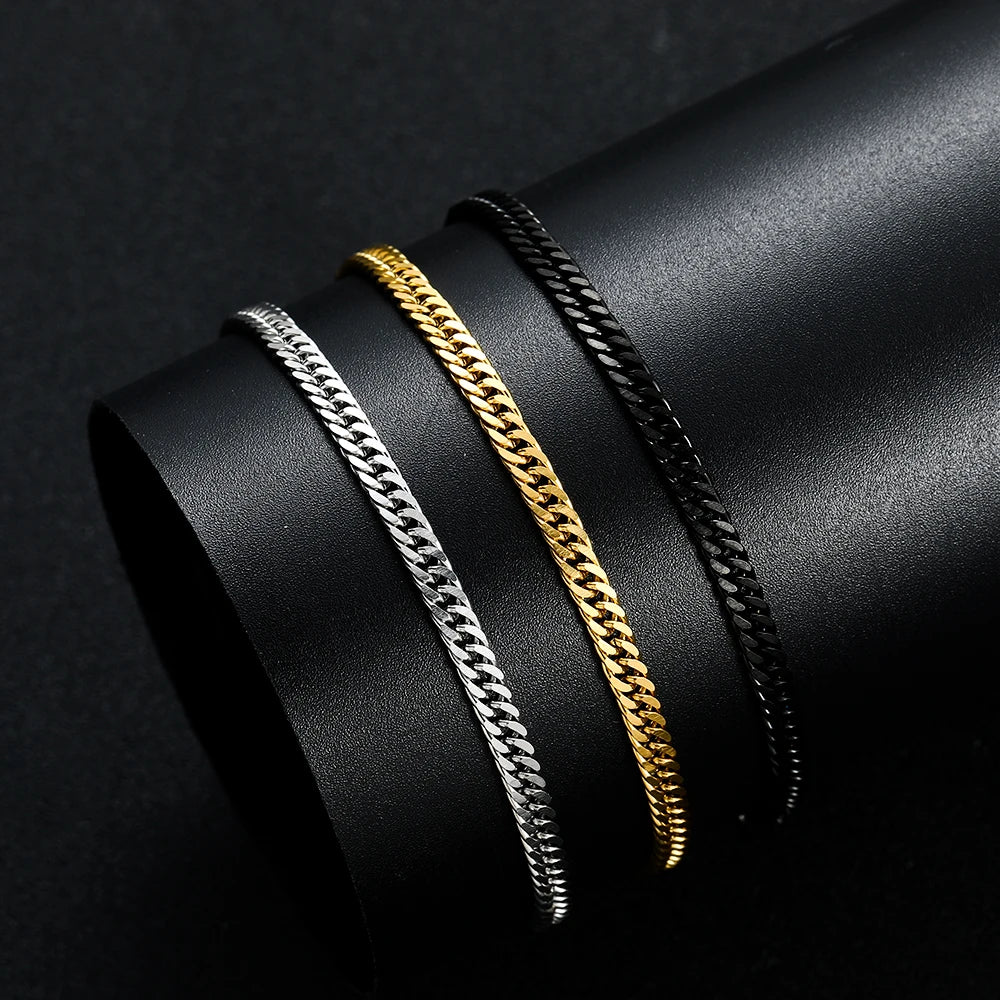 Stainless Steel Golden Black Chain Bracelet