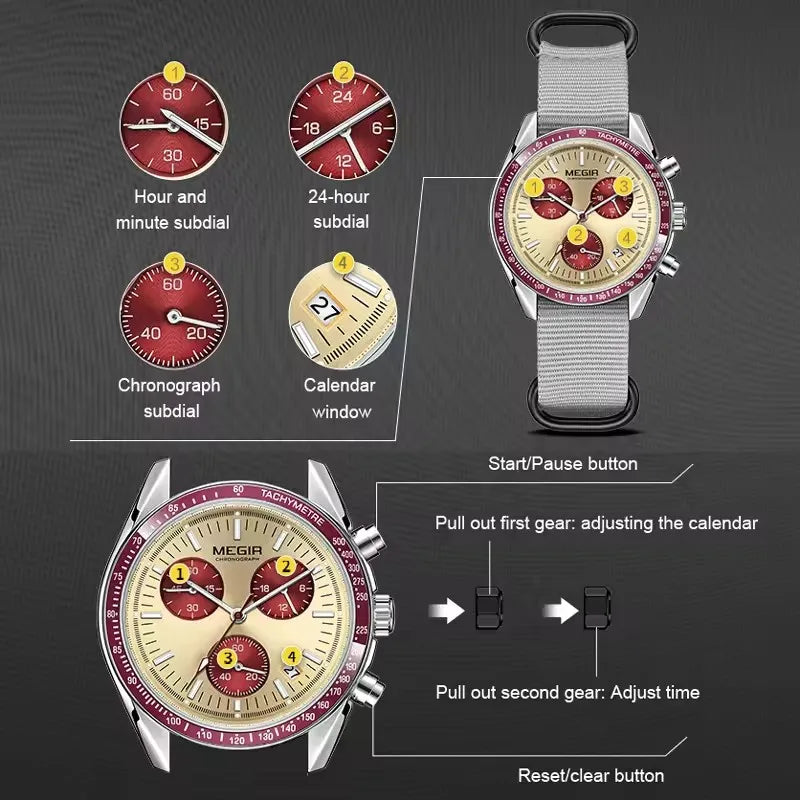 MEGIR Men's Weaving Strap Watch