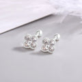 Sterling Silver Four Round Zircon Earrings For Women