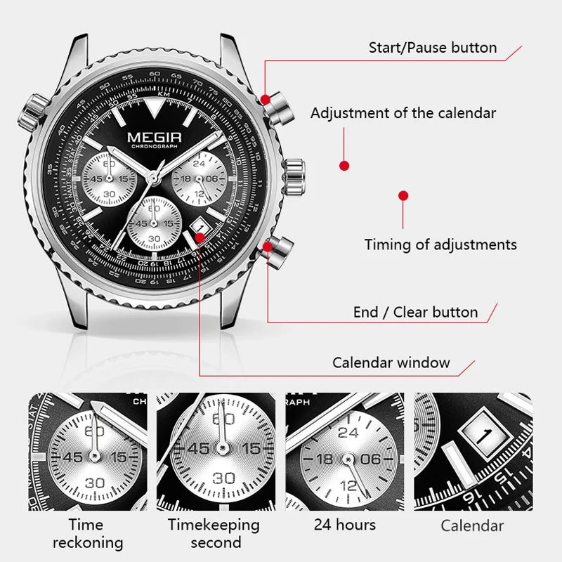 MEGIR Brand Original Luxury Fashion Watch for Men