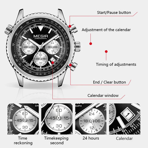 MEGIR Brand Original Luxury Fashion Watch for Men