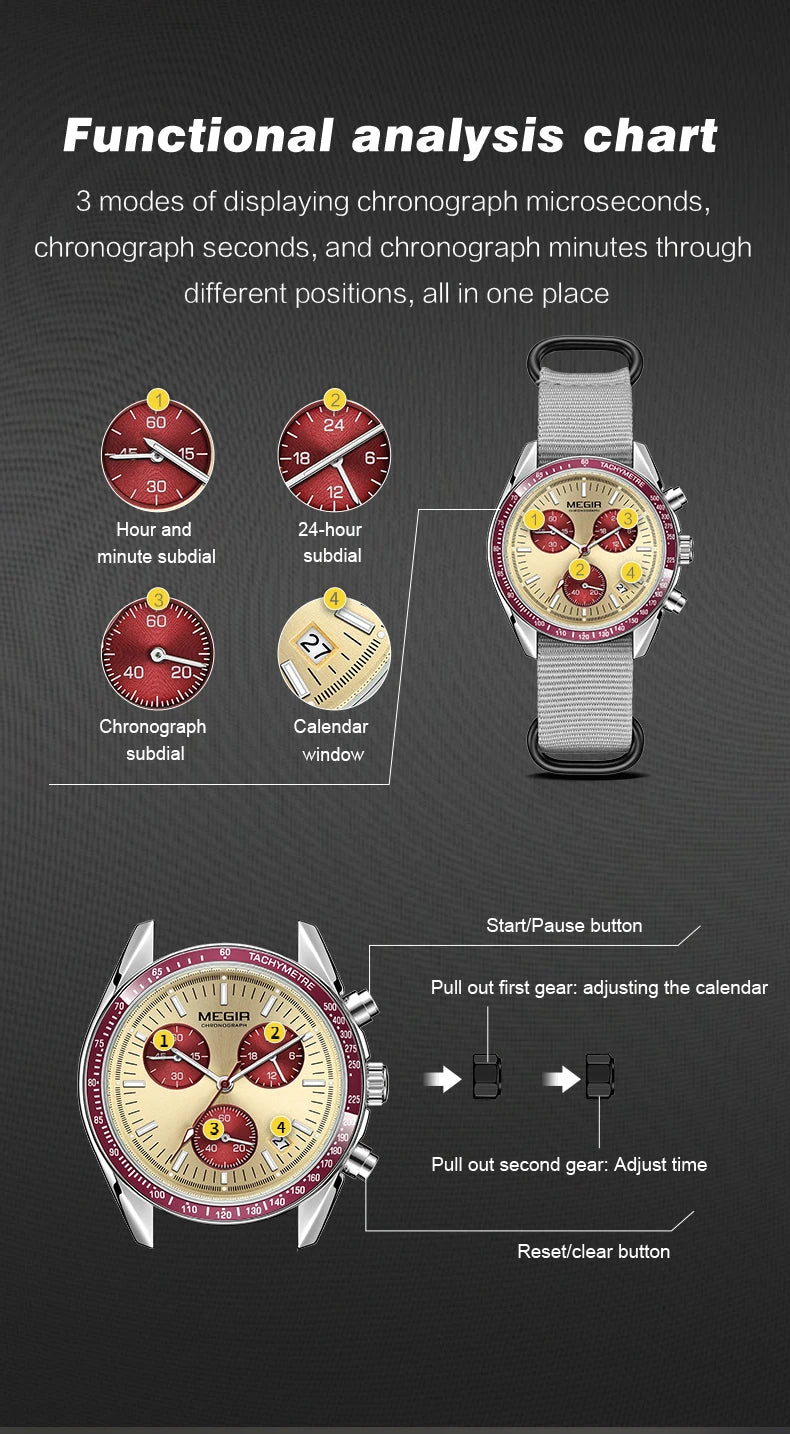 MEGIR Men's Weaving Strap Watch
