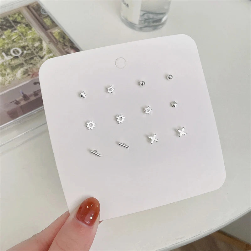 6 Pair Of Mini Minimalist Earrings With A Sense Of Design Gentle And Delicate Jewelry Earrings For Ear Decoration