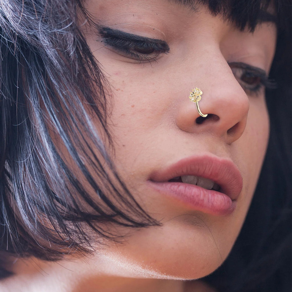 6Pcs Nose Jewelry Clip Non Piercing Adjustable Clip on Nose Cuff for Men Women Star Moon Flower Shapes Faux Ring