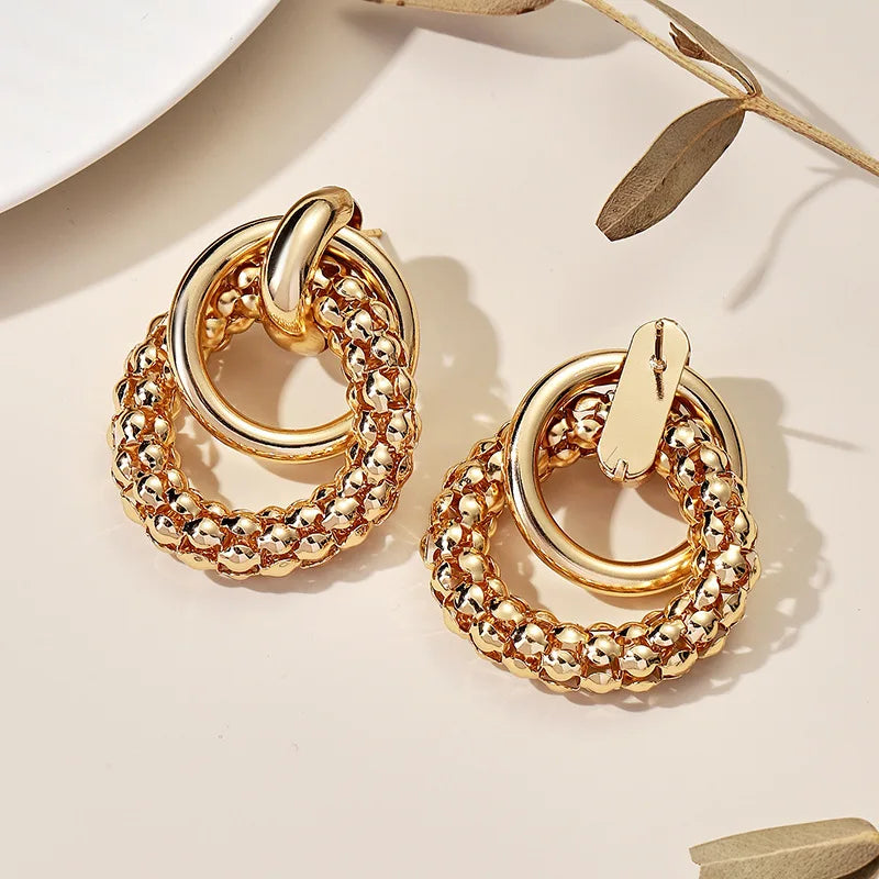 Women Earrings Big Shiny Double Rings