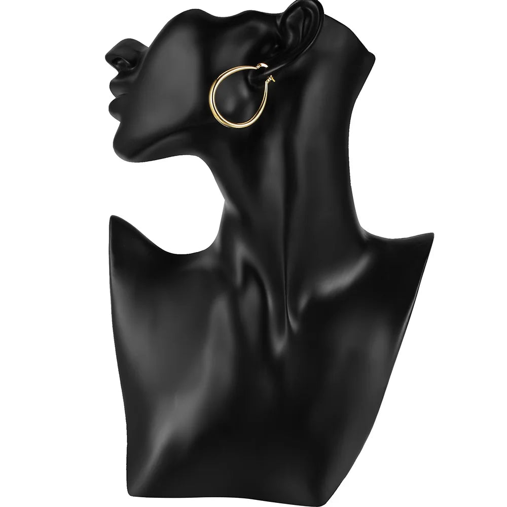 Sterling Silver 18K gold plated 4.4cm oval earrings for women