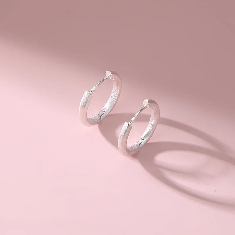 925 Silver Round Geometric Brushed Earrings 2026 New Style Fashionable Elegant Simple High End Ear Jewelry for Women