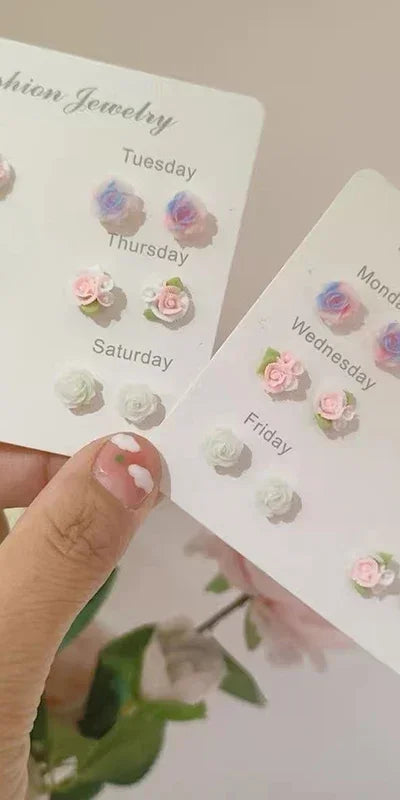 Cute & Colorful 6Pair Flower Earrings Set, Ideal Party Jewelry for Women/Girls, Creative & Trendy Gift