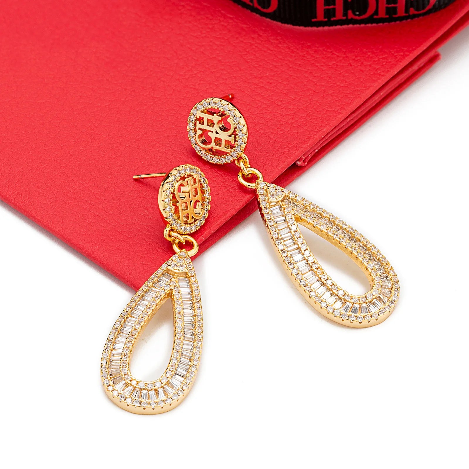Women's Full-Diamond Teardrop Earrings