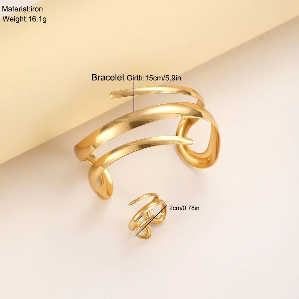 European and American Thick Bracelet and Ring Jewelry Set for Women