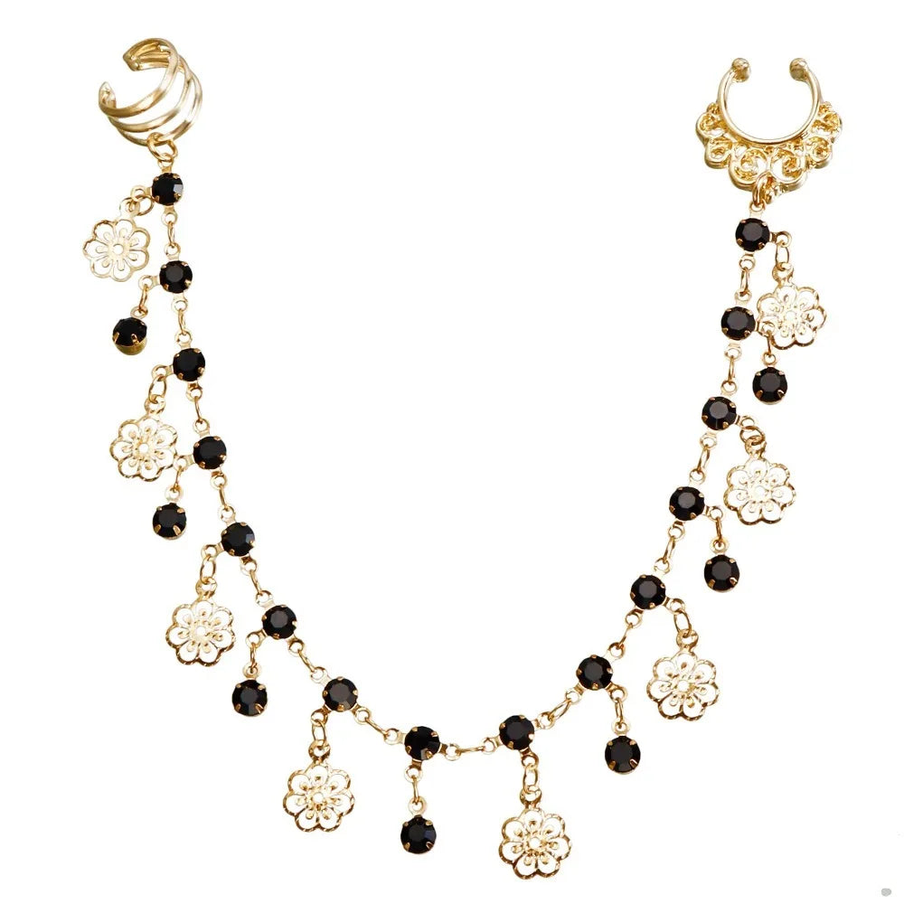 Body Jewelry Earring with Nose Ring Fashion Trendy Nose Clip Rings Fake Nostril Piercing Clip Gold& Black
