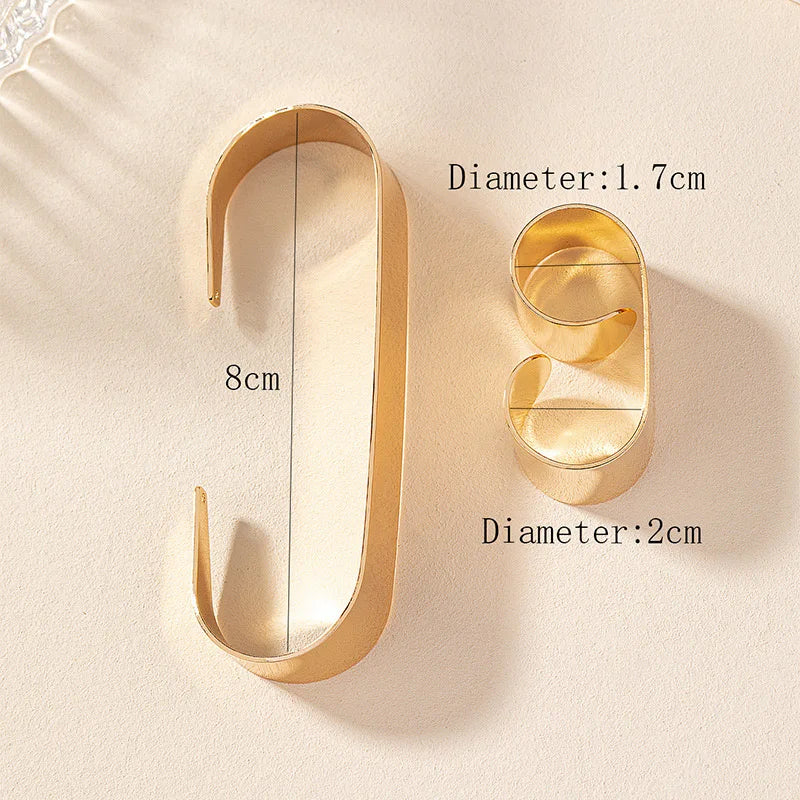 Geometric Bracelet Ring Set Women