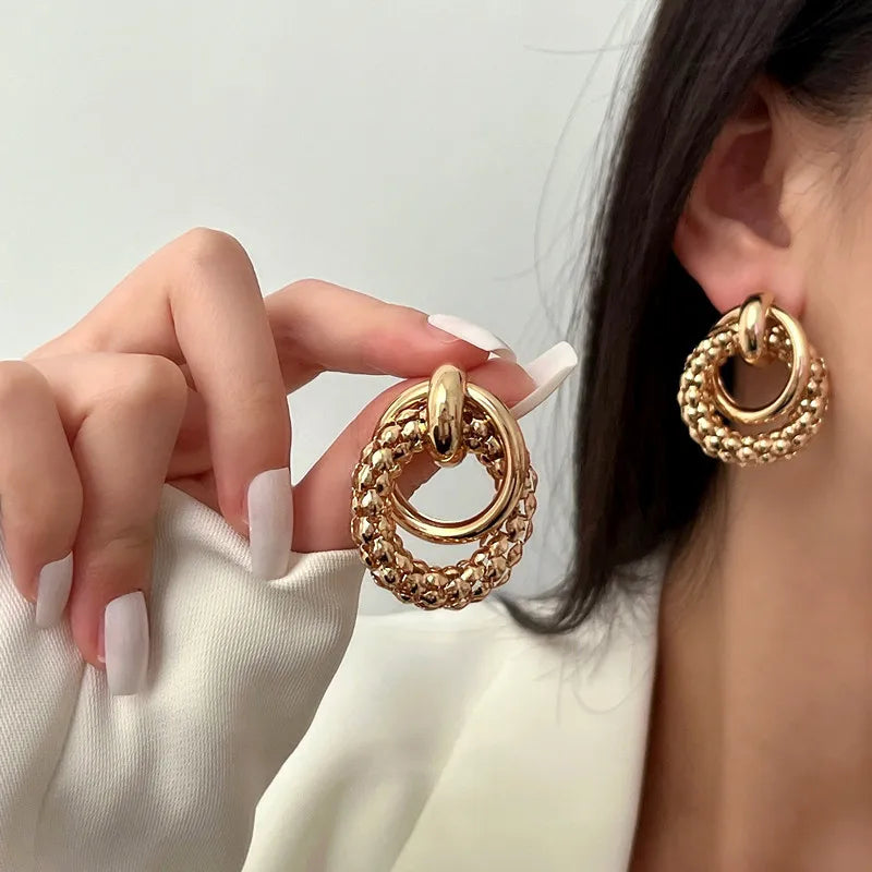 Women Earrings Big Shiny Double Rings