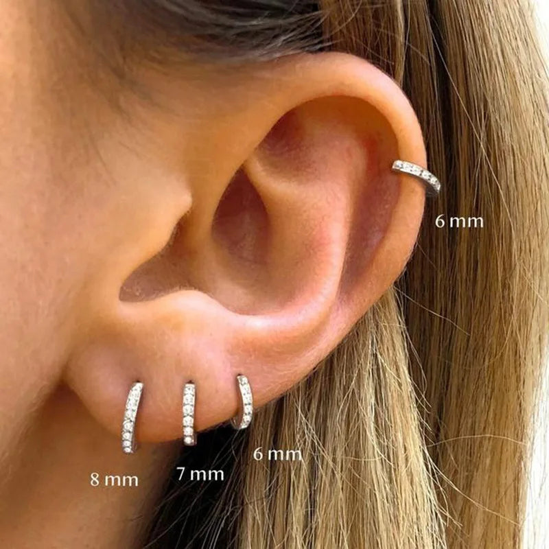 1 Pair Dainty Earrings for Women Round Stud Piercing Cartilage Ear Ring Zircon Gold Silver Color Fashion Jewelry Trend Gift