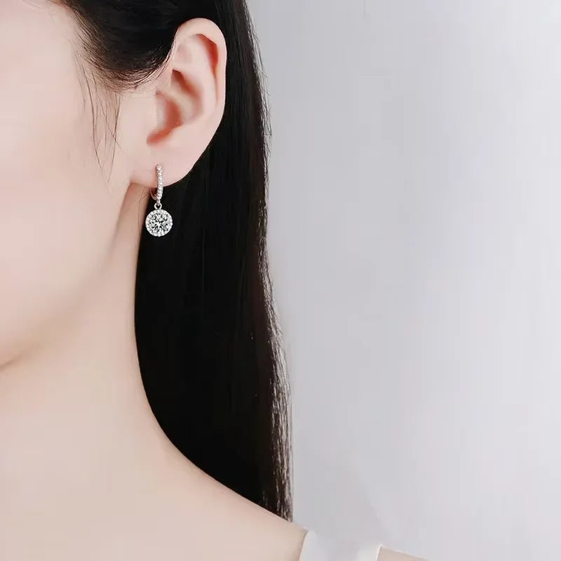 Sterling Silver 1 Carat Moissanite Round Earrings for Women