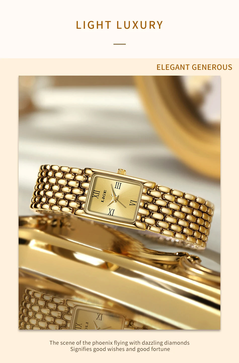 LIGE Gold Watch for Women