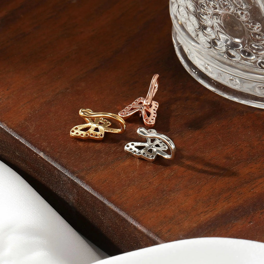 Non-perforated U-shaped Nose Ring Clip Copper Butterfly Fake Piercing Nose Ring Cuff Earring for Women Girl Body PiercingJewelry